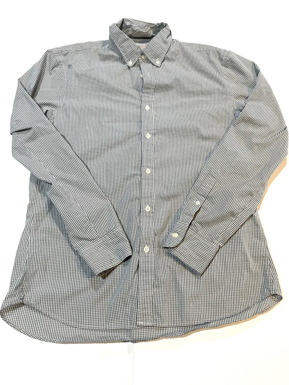 J. Press Gray & White Check Button Down Shirt Medium Classic Luxury